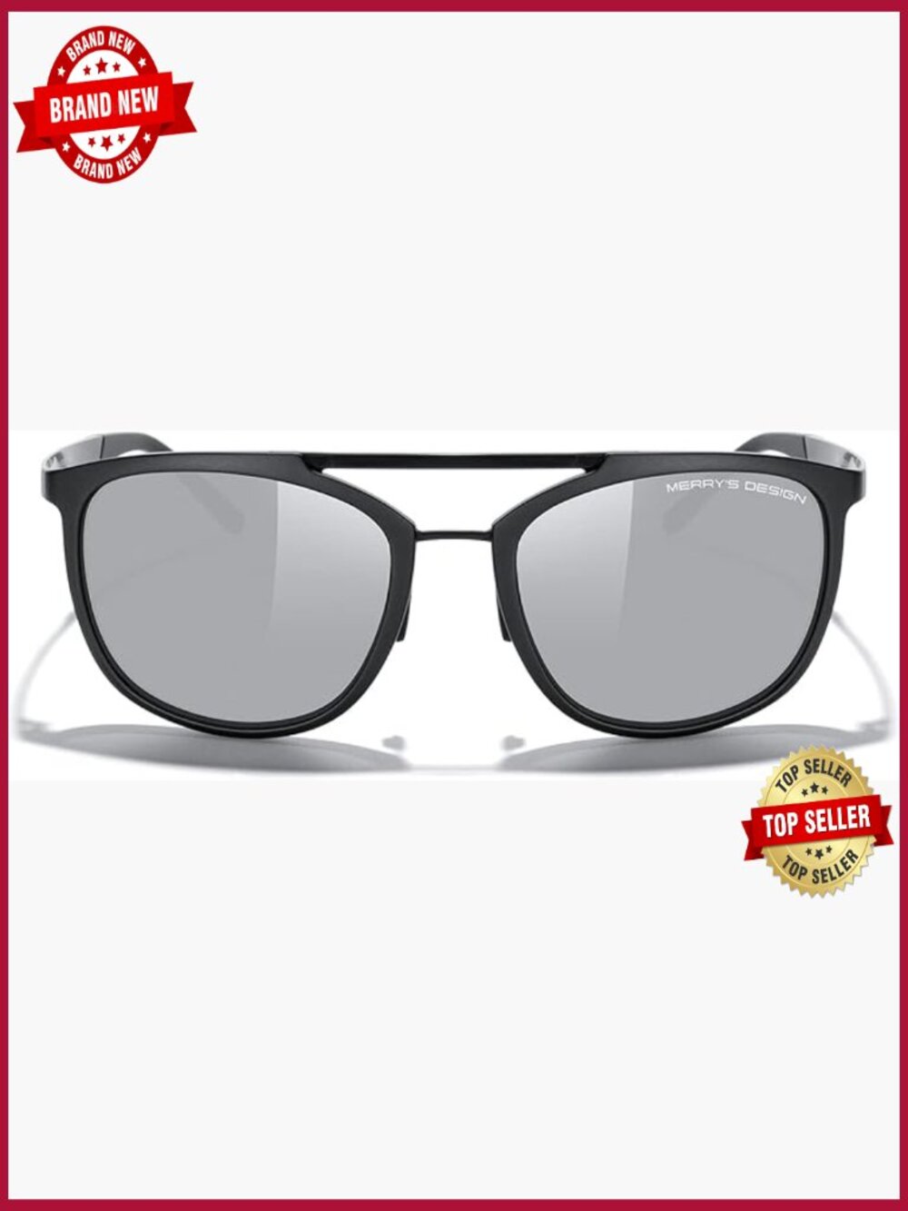 Square Polarized Sunglasses Double Bridge Mirrored Lens UV400